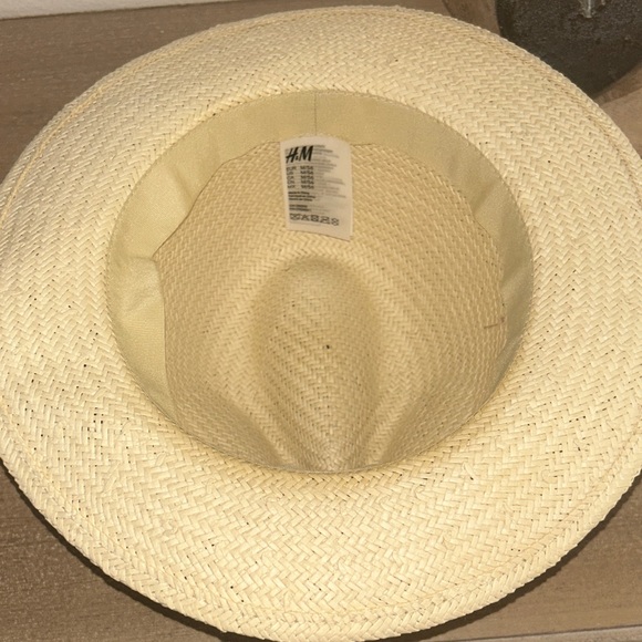 H&M Straw Cream Fedora Hat with Tan Band - Picture 4 of 5